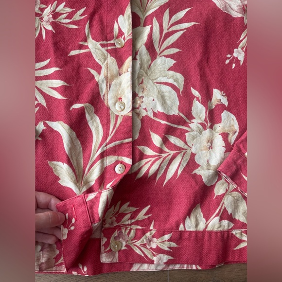 Coldwater Creek Floral Jacket Womens XL 100% Cotton Button Up Long Sleeve Red - Picture 5 of 6